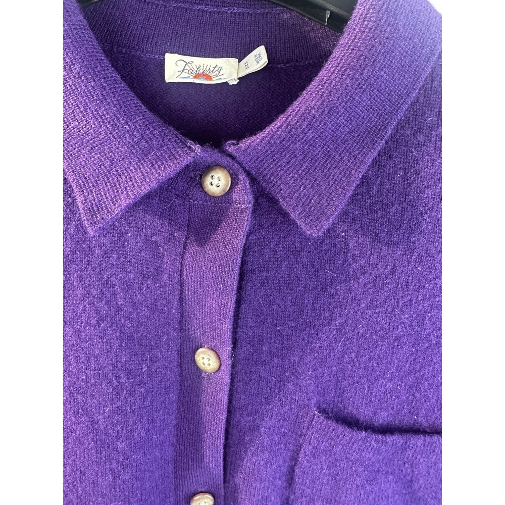Faherty Cloud Cashmere Sweater Shirt Purple Button Front Medium Quiet Luxury - Picture 6 of 16
